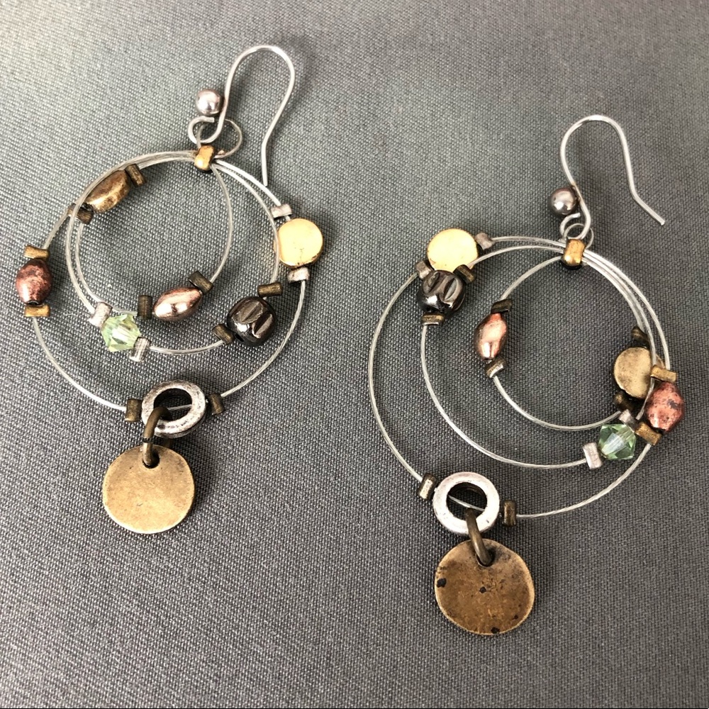 Custom made. Multi-hooped earrings w/ beads.